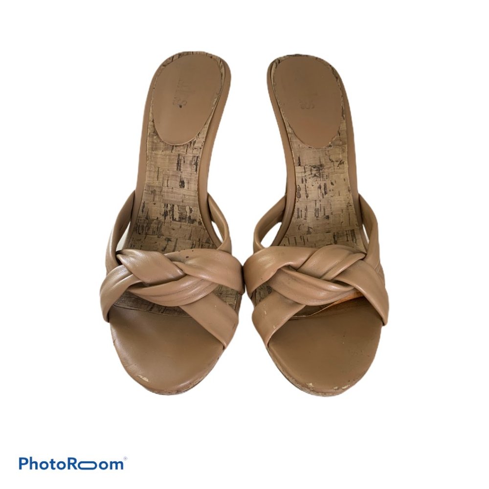 Tan Leather High Heeled Sandals